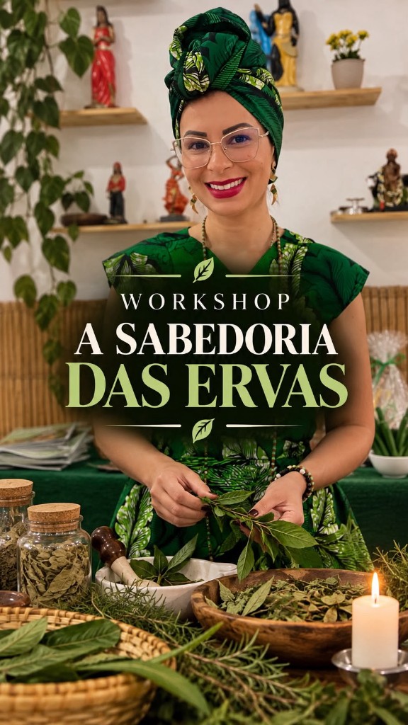 Facilitadora do workshop A Sabedoria das Ervas no Ilê Axé